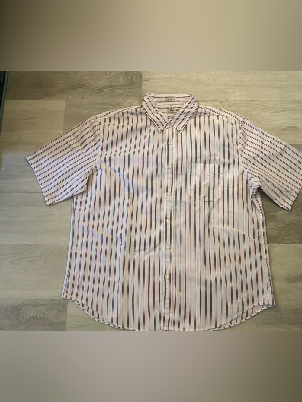 J Crew Classic Broken in Striped Oxford Shirt ~ XXL ~ Red white blue ~